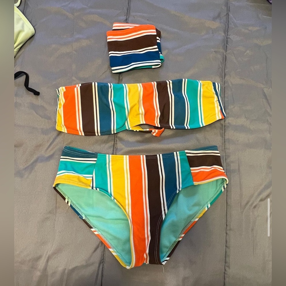 optional arm sleeves, two piece multi colored bikini